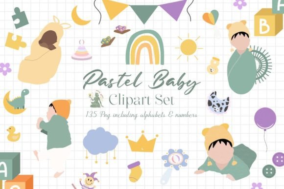 Abstract Pastel Baby Nursery Clipart: Graphics & Crafts