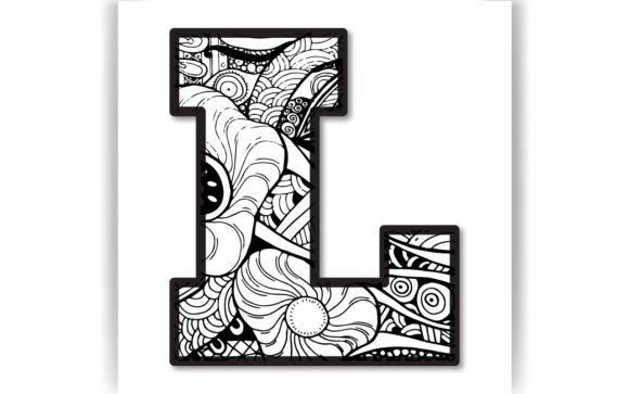 Decorative L Letter Coloring Page KID: Graphics for Crafts