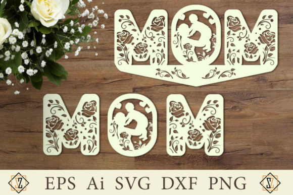 Decorative Letters of the Word MAMA and Graphics for Crafts