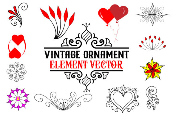 Decorative Vintage Ornament Set Vector: Graphics for Crafts