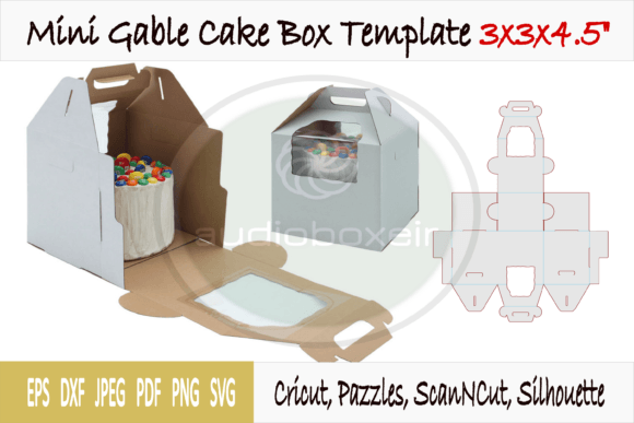 Mini Cupcake Gable Box Template: Graphics & Print Templates