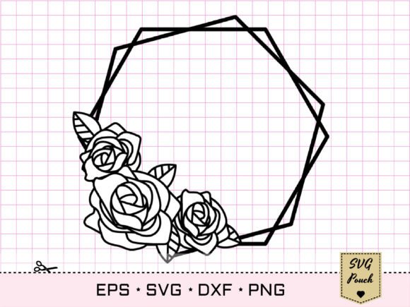 Rose Flower Border Wreath SVG: Graphics for Crafts & Content