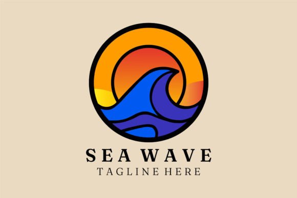 Sea Wave Vintage Logo, Icon and Symbol Graphics Review