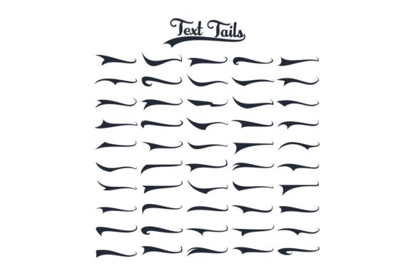 Set of Text Tail Typography Elements: Graphics & Graphic Templates