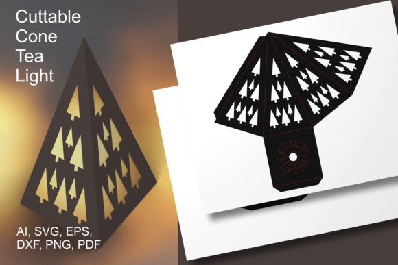 Xmas Trees Pattern Cone Lantern Template: Graphics for Crafts